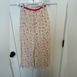 Messy Bun Just Chillin Pajama bottoms Red White Cotton Bow XS Strawberry